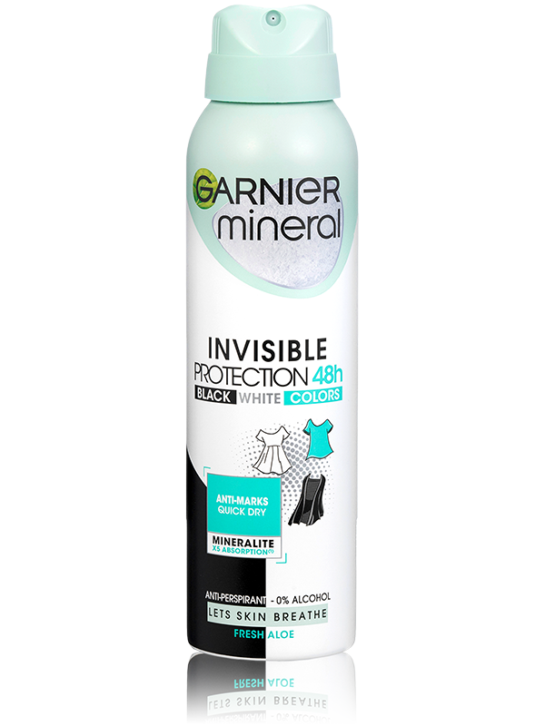 Quick Dry Invisible Black White Colors antiperspirant ve spreji