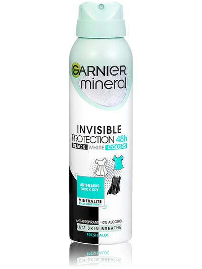 Quick Dry Invisible Black White Colors antiperspirant ve spreji