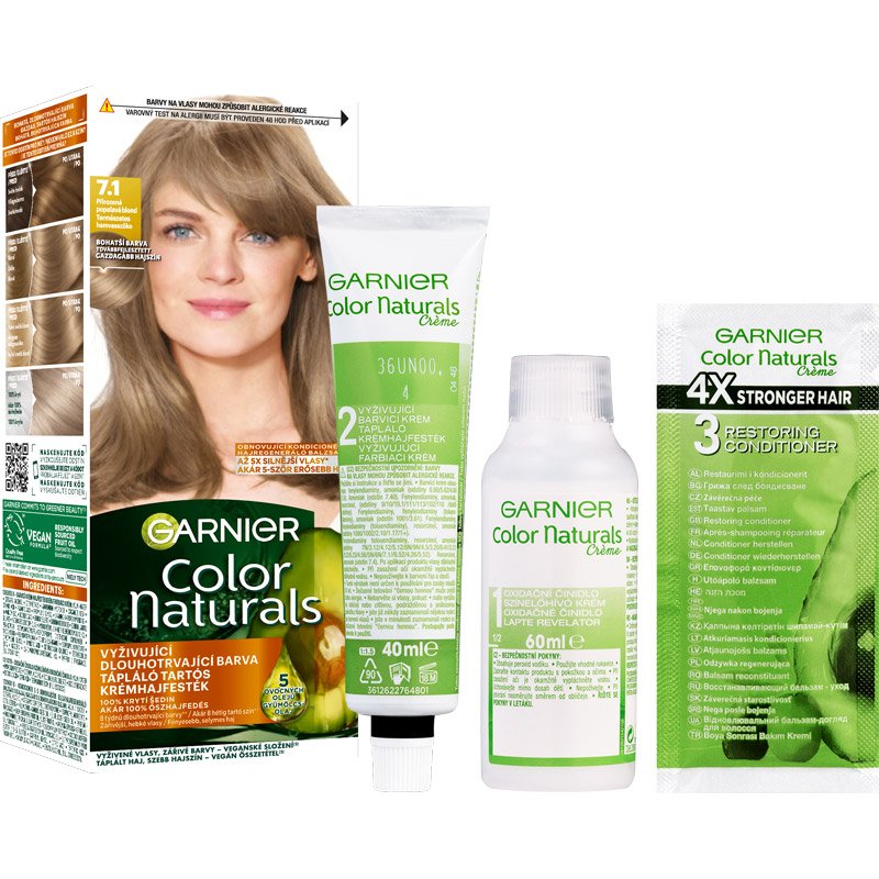 Color Naturals permanentní barva na vlasy 7.1 Přirozená popelavá blond balení