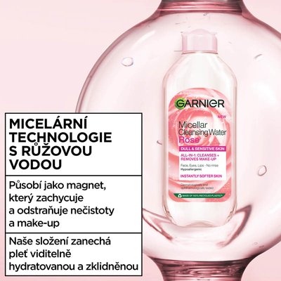 Skin Naturals rozjasňující micelární voda s růžovou vodou, 400 ml - 3