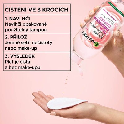 Skin Naturals rozjasňující micelární voda s růžovou vodou, 400 ml - 7