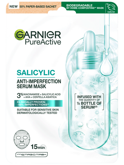 Garnier Pure Active Salicylic textilní sérum maska proti nedokonalostem