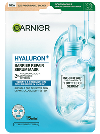 Garnier HYALURON+ textilní pleťová maska pro obnovu kožní bariéry s kyselinou hyaluronovou