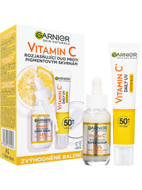 Duopack Vitamin C sérum a denní rozjasňující UV fluid SPF 50+ invisible
