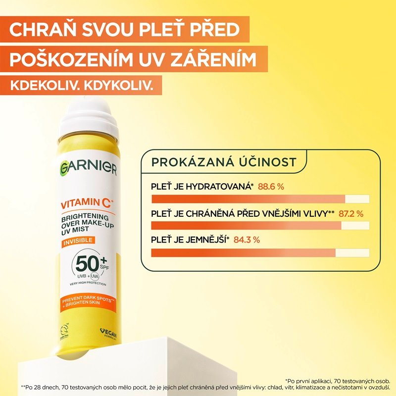 Garnier Vitamin C* Rozjasňující neviditelná pleťová mlha s SPF 50+ 75ml - 5