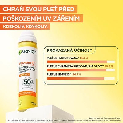 Garnier Vitamin C* Rozjasňující neviditelná pleťová mlha s SPF 50+ 75ml - 5