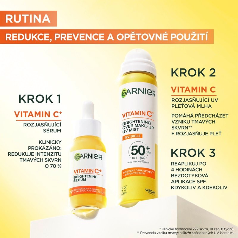 Garnier Vitamin C* Rozjasňující neviditelná pleťová mlha s SPF 50+ 75ml - 6