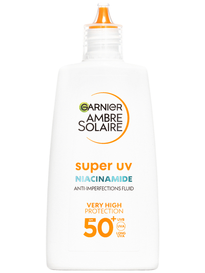 Ambre Solaire Super UV denní fluid proti nedokonalostem s Niacinamidem a SPF 50+