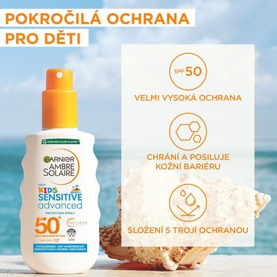 Ambre Solaire Ochranný sprej proti UV záření s velmi vysokou ochranou SPF50+ pro citlivou dětskou pokožku, 150 ml - 4