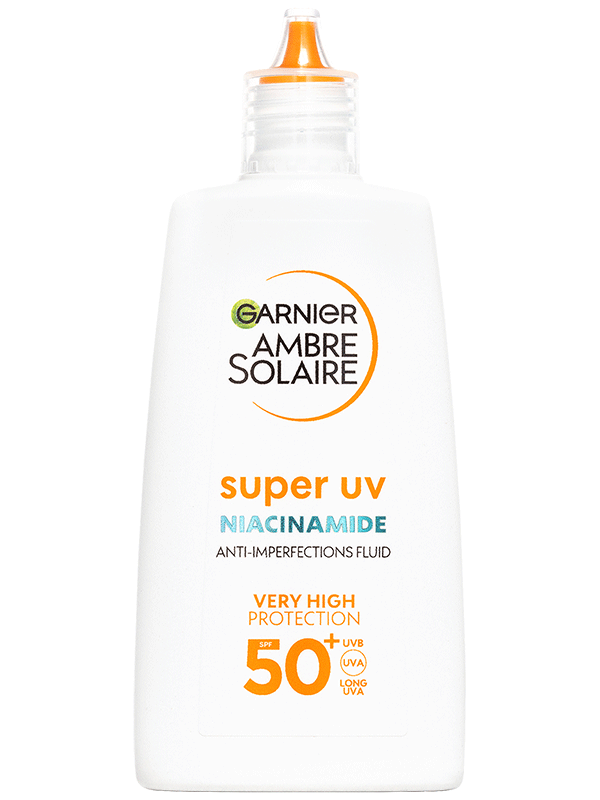 Ambre Solaire Super UV denní fluid proti nedokonalostem s Niacinamidem a SPF 50+