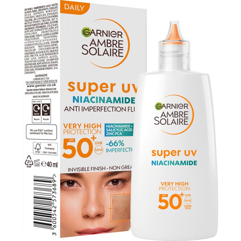 Ambre Solaire Super UV denní fluid proti nedokonalostem s Niacinamidem a SPF 50+ - 2